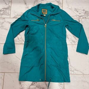 Michael Kors Blue Utility Jacket with Long Sleeves and Full-Length Zipper